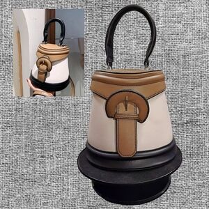 Elegant Tan and Black Women's Bucket Bag